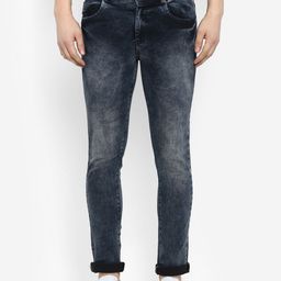 Routeen Men Blue Slim Fit Mid-Rise Clean Look Stretchable Jeans-picture-18