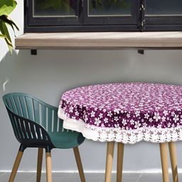 Stylista Purple & White Floral Waterproof Round 2-Seater Table Cover-image-67