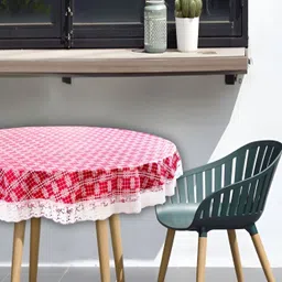 Stylista Pink & White Checked Waterproof Round 2 Seater Table Cover-picture-17