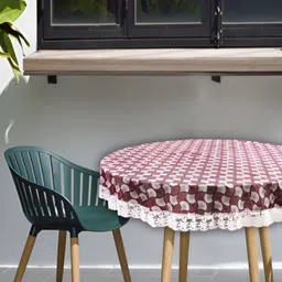 Stylista Brown & White Printed Waterproof 1.21 m x  1.21 m Round Table Cover-picture-38