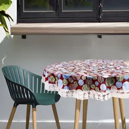 Stylista Maroon & Blue Printed Waterproof Round 2-Seater Table Cover-picture-7