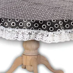 Stylista Grey & White Printed Waterproof Round 4 Seater Table Cover-4