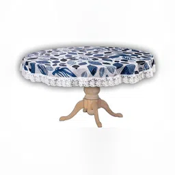 Stylista White & Blue Waterproof Round 4 Seater Table Cover-image-49
