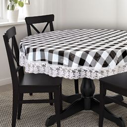 Stylista White & Black Waterproof Round 4 Seater Striped Table Cover-image-53