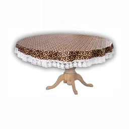 Stylista Brown & Beige Printed Waterproof Round 4-Seater Table Cover-picture-14
