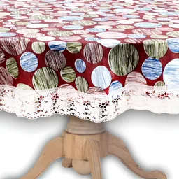 Stylista Red & Green Geometric Waterproof Round 4 Seater Table Cover-23