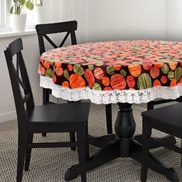 Stylista Black & Orange Waterproof Round 4 Seater Table Cover-image-98