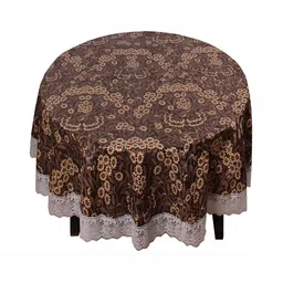 Stylista Brown & Beige Printed Waterproof Round 4-Seater Table Cover-picture-13