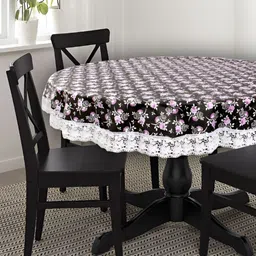 Stylista & White Floral Printed 1.52 m x 1.52 m Waterproof Round Table Cover-image-6