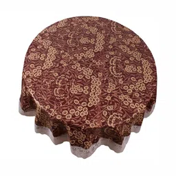 Stylista Brown & Peach Floral Waterproof Round 4 Seater Table Cover-13