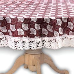 Stylista White & Brown Waterproof Round 4 Seater Table Cover-image-95