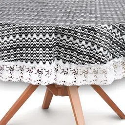 Stylista Black & white Waterproof Round 6 Seater Table Cover-5
