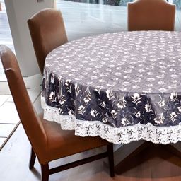 Stylista Blue & White Floral Waterproof Round 6-Seater Table Cover-image-89