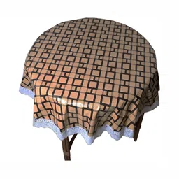 Stylista Brown Geometric Print Waterproof Round 6 Seater Table Cover-23