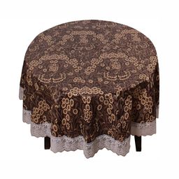 Stylista Brown & Beige Printed Waterproof Round 6-Seater Table Cover-11