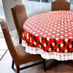 Stylista Orange Waterproof Plastic Round 6-Seater Table Cover-image-64
