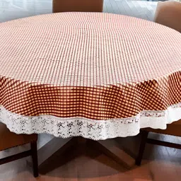 Stylista Red & Beige Printed Waterproof Table Cover-16