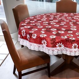Stylista Brown & White Floral Printed Waterproof 1.82 m x 1.82 m Round Table Cover-image-68