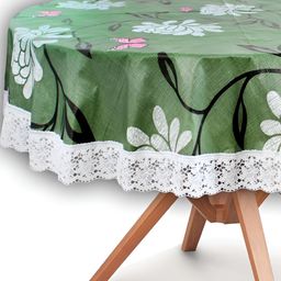 Stylista Green & White Floral Waterproof Round 8-Seater Table Cover-image-83