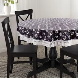 Stylista Grey & Black Printed Waterproof 2.28 m x 2.28 m Round Table Cover-15