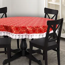 Stylista Red 8 Seater Self Design Waterproof Table Cover-23