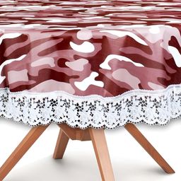 Stylista Brown & White Waterproof Round 8 Seater Table Cover-image-89