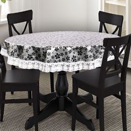 Stylista Grey & Black Floral Printed Waterproof Table Cover-22