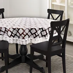 Stylista Grey & Black Geometric Printed Waterproof Table Cover-35