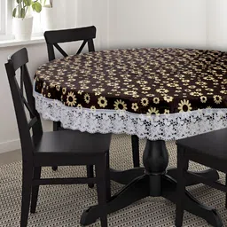 Stylista Brown Waterproof Round 8-Seater Table Cover-image-67
