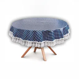 Stylista Blue Waterproof Plastic Round 8-Seater Table Cover-0