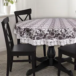 Stylista Grey & White Printed Waterproof 2.28 m x 2.28 m Round Table Cover-13