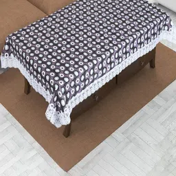 Dakshya Industries Grey Floral Printed 4-Seater Rectangle Table Cover-38