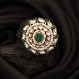 Jazz and Sizzle Gold Plated Kundan-Studded & Pearl Beaded Finger Rings-25