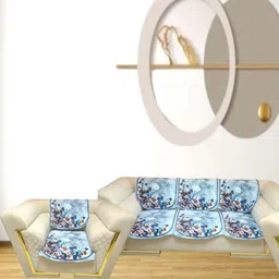 TANLOOMS Blue & Brown Printed Velvet Sofa Cover-picture-56