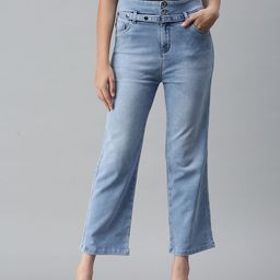 SHOWOFF Women Blue Straight Fit High-Rise Heavy Fade Stretchable Jeans-picture-24