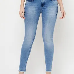 Crimsoune Club Women Blue Super Skinny Fit Heavy Fade Stretchable Jeans-picture-27