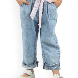 Budding Bees Girls Blue Mildly Distressed Heavy Fade Stretchable Jeans-image-36