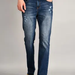 TIM PARIS Men Low Distress Light Fade Whiskers Cotton Relaxed Fit Stretchable Jeans-image-43