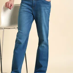 Mast & Harbour Men Blue Straight Fit Clean Medium Fade Stretchable Jeans-image-4