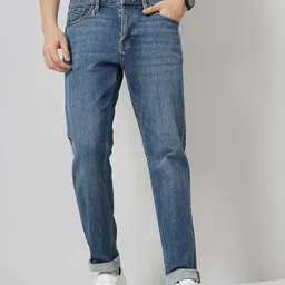 Celio Men Blue Straight Fit Mid-Rise Light Fade Stretchable Jeans-image-81