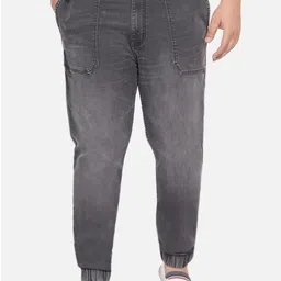John Pride Men Plus Size Low Distress Heavy Fade Stretchable Jogger Jeans-0