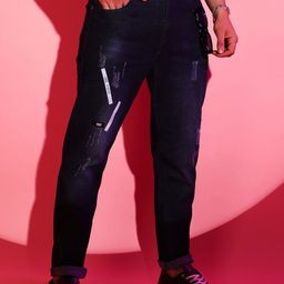 Campus Sutra Men Navy Blue Smart Low Distress Mid Rise Cotton Jeans-image-21