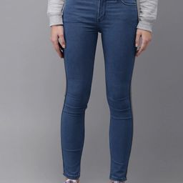 Campus Sutra Women Blue Smart Skinny Fit Low Distress Stretchable Jeans-image-90