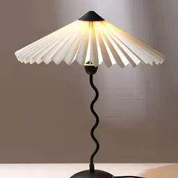 FIG Off White & Black Textured Metal Abstract Shaped Wavy Table Lamp with Bulb-17