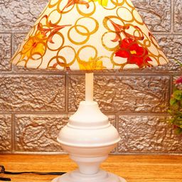 foziq White & Red Printed Table Lamp-35