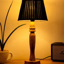 green girgit Brown & Black Textured Wooden Table Lamp-21