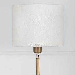 BTR CRAFTS Off White Cotton Traditional Cylinder Table Lamp-11