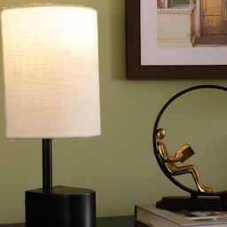Decor de Maison Black & White Textured Aluminium Cylindrical Shaped Table Lamp-29