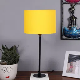 Devansh Yellow Wood Cylinder Shaped Table Lamp-54