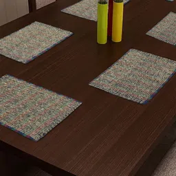 Aura Blue & Pink 6 Pieces Abstract Woven Design Cotton Dining Table Placemats-25